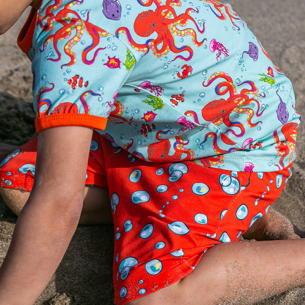 Coddi & Womple Kids Jungle Shorts - Bubble Bubble Orange