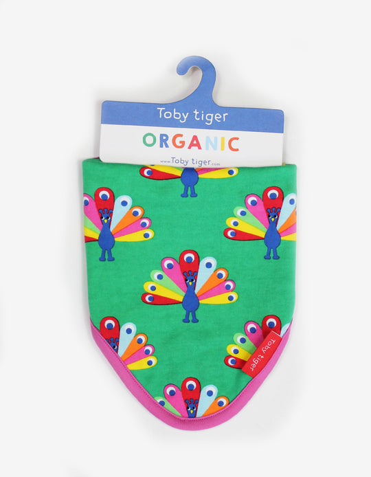 Toby Tiger Organic Peacock Print Dribble Bib