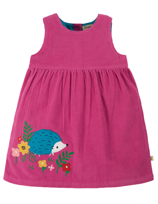 Frugi Lily Cord Dress Sleeveless - Foxglove Hedgehog
