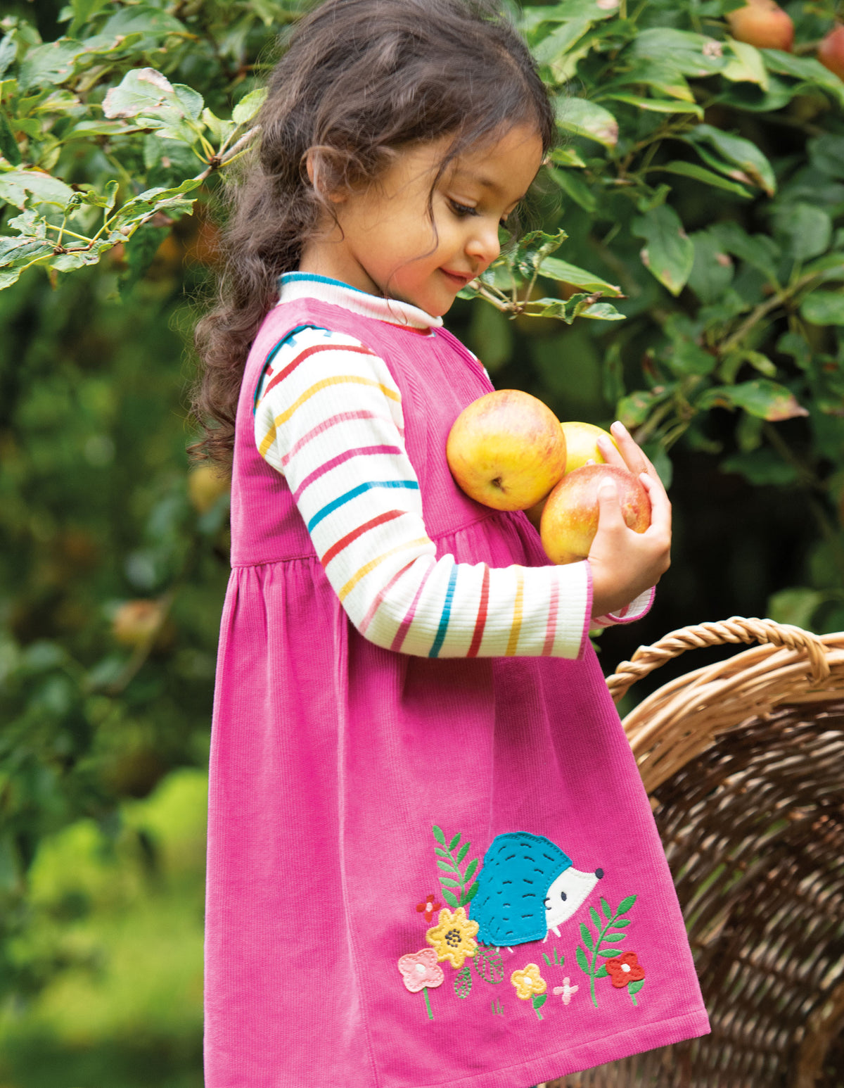 Frugi Lily Cord Dress Sleeveless - Foxglove Hedgehog