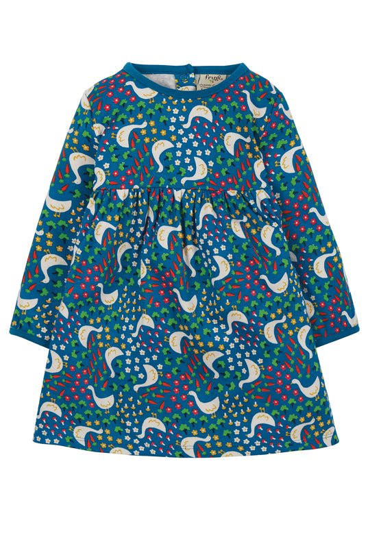 Frugi Dani Dress - Blue Springtime Geese