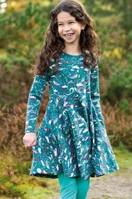 Frugi Sofia Skater Dress Long Sleeve - Cosmic Wave