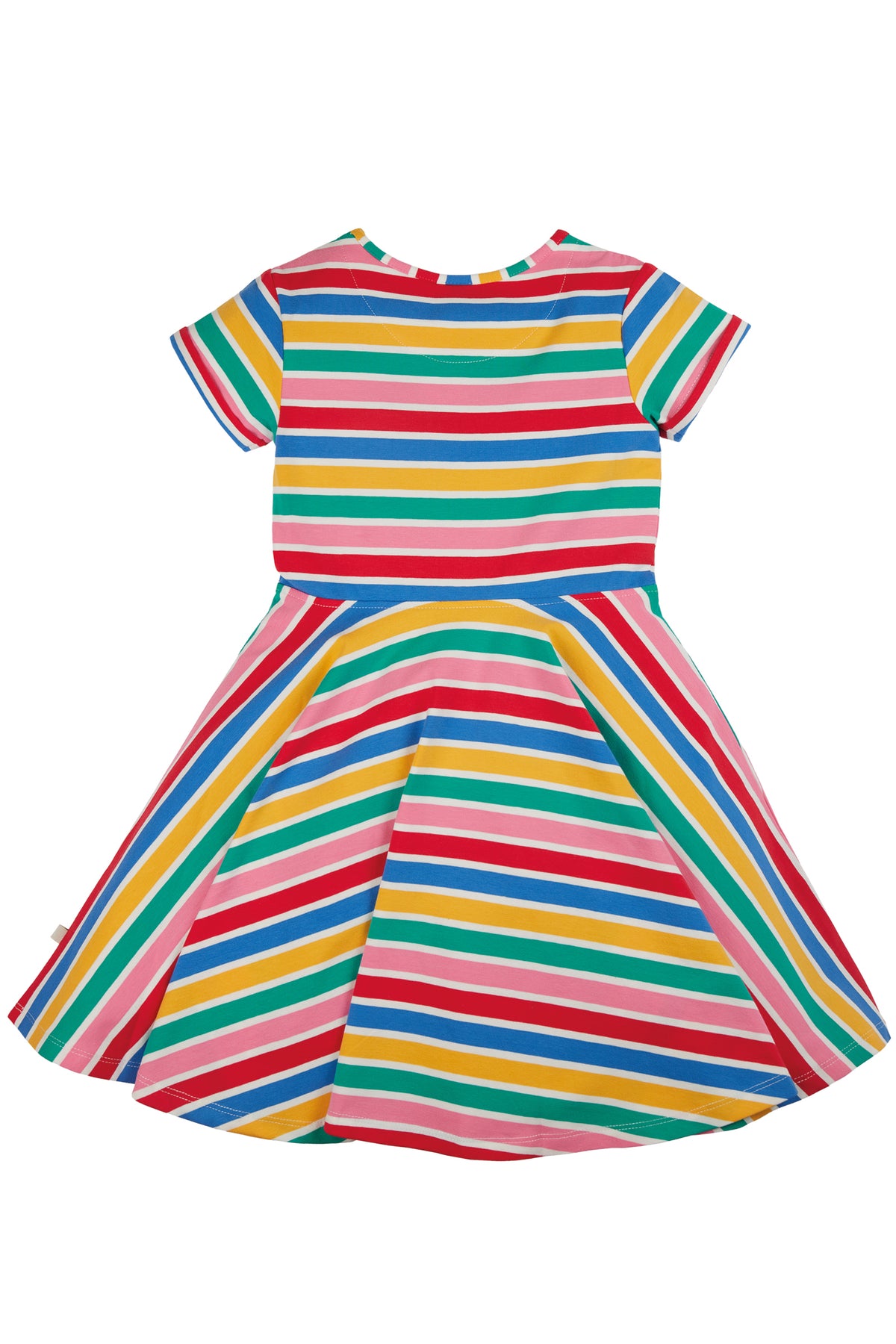 Frugi Spring Skater Dress Short Sleeve - Soft White Multi Stripe