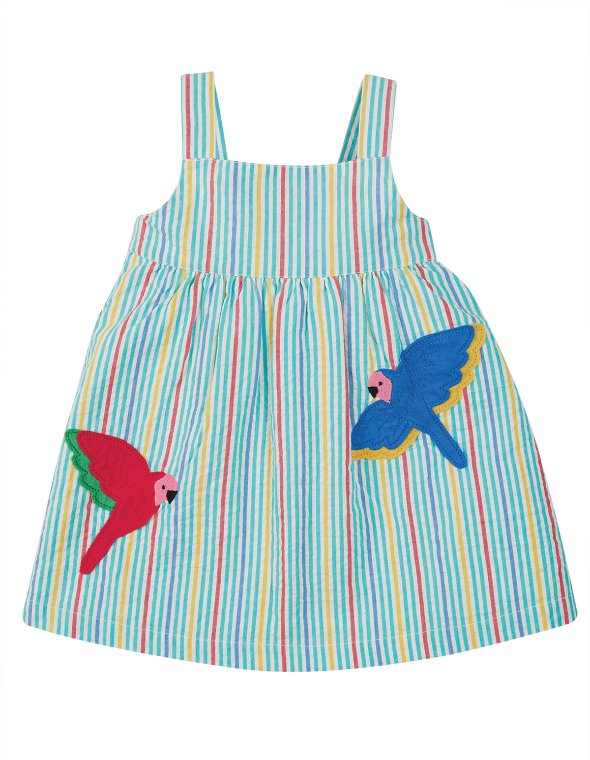 Frugi Alma Summer Dress Sleeveless - Multi Stripe/Parakeet