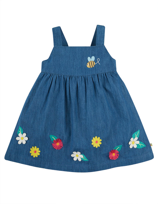 Frugi Hallie Linen Dress - India Ink/Flowers