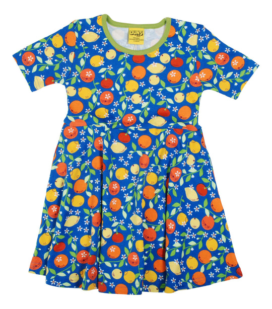 DUNS Sweden Short Sleeve Skater Dress Citrus - Blue