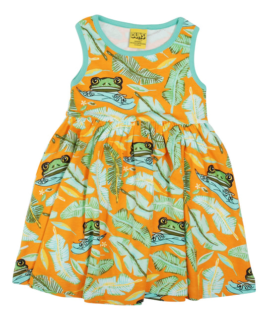 DUNS Sweden Sleeveless Dress with Gather Skirt Frog - Orange