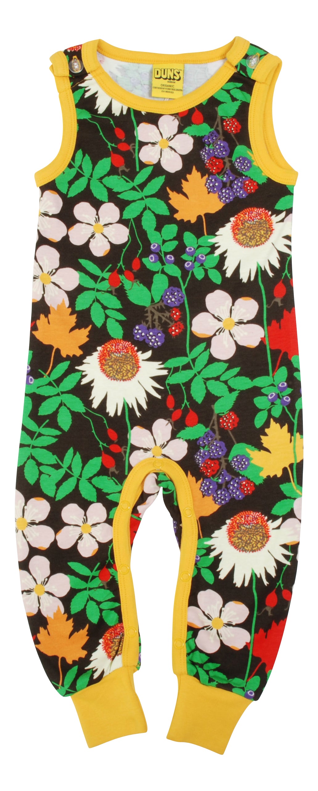 DUNS Sweden Dungarees - Autumn Flowers Brown