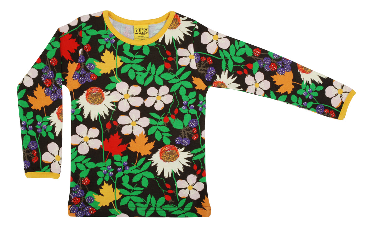 DUNS Sweden Top Long Sleeve - Autumn Flowers Brown