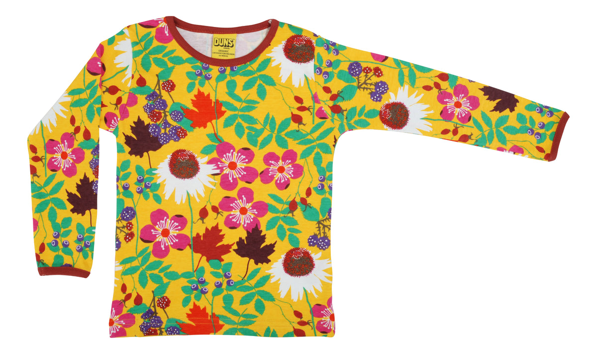 DUNS Sweden Top Long Sleeve - Autumn Flowers Yellow