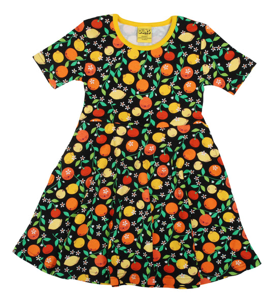 DUNS Sweden Short Sleeve Skater Dress Citrus - Black
