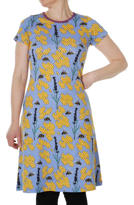 DUNS Sweden Adult Womens Short Sleeve Dress Bee - Grape