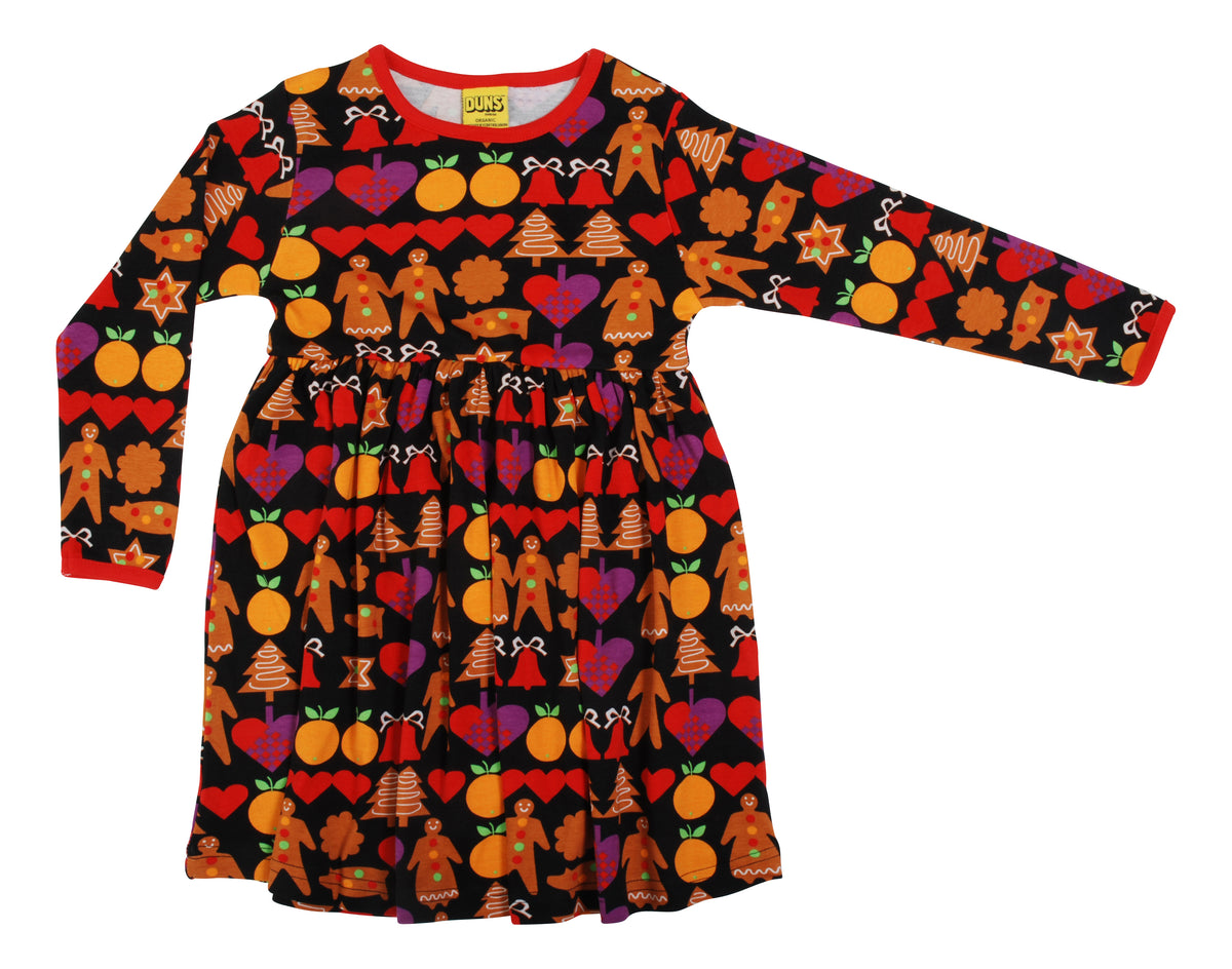 DUNS Sweden Gathered Dress Long Sleeve - Gingerbread Black
