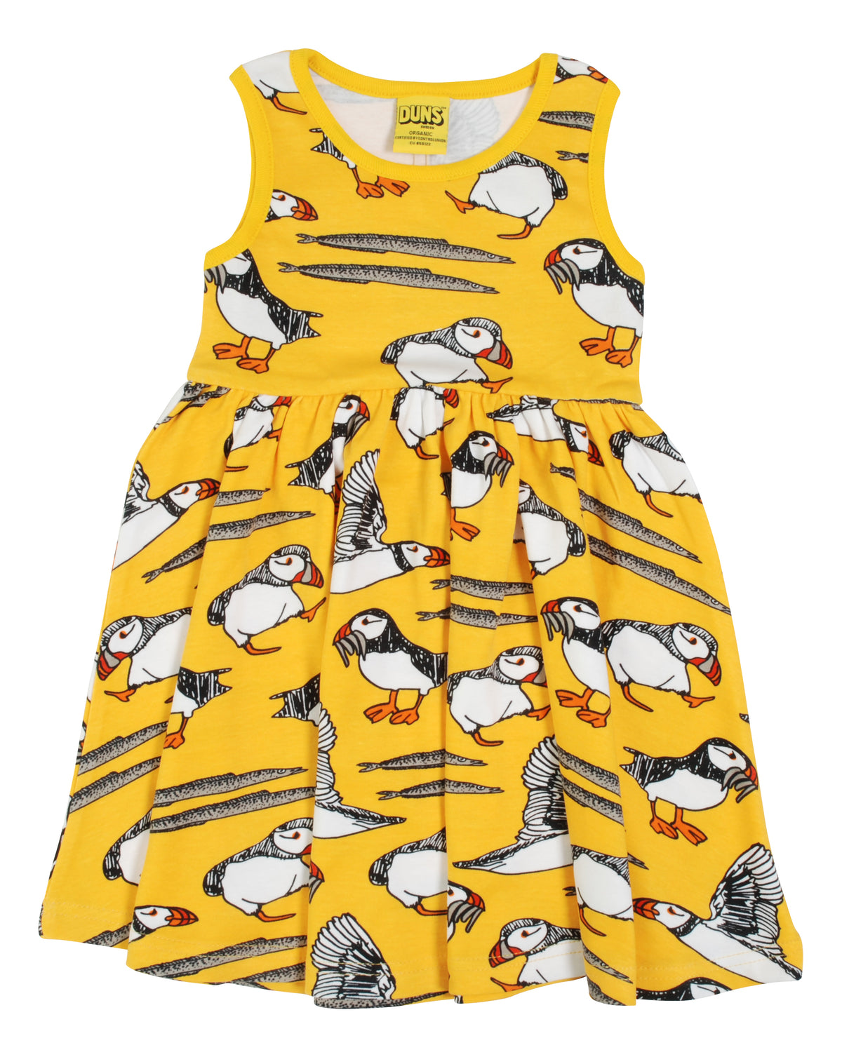 DUNS Sweden Dress With Gathered Skirt Sleeveless - Puffin Lemon Chrome