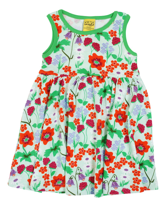 DUNS Sweden Sleeveless Dress with Gather Skirt Summer Flowers - Bay Green