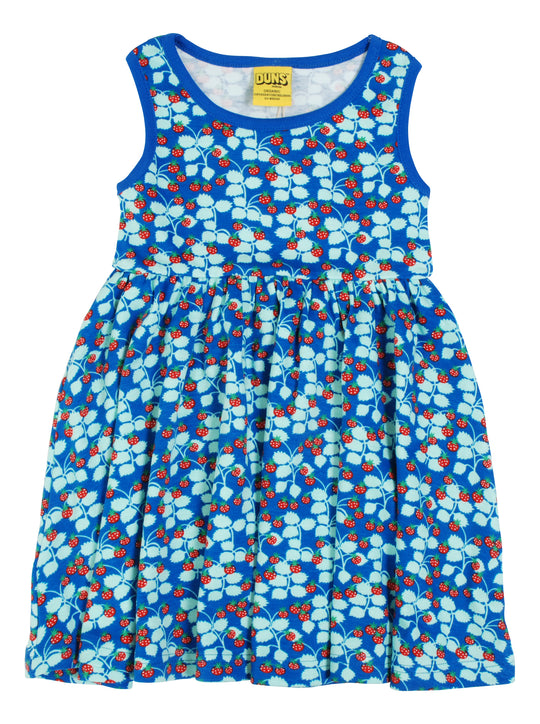 DUNS Sweden Sleeveless Dress with Gather Skirt Wild Strawberries - Blue