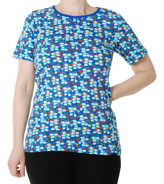 DUNS Sweden Adult Short Sleeve Top Wild Strawberries - Blue