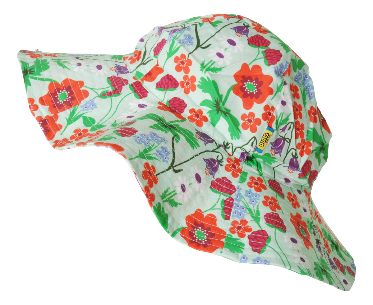 DUNS Sweden Sun Hat - Summer Flowers Bay Green