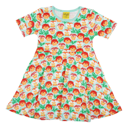 DUNS Sweden Short Sleeve Skater Dress Pansy - Beach Glass
