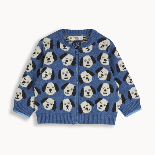 The Bonnie Mob Duke Dog Jaquard Cardigan - Blue