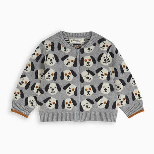 The Bonnie Mob Duke Dog Jaquard Cardigan - Grey