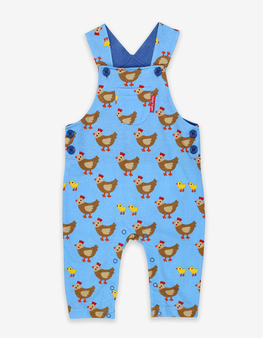 Toby Tiger Organic Chicken Print Dungarees