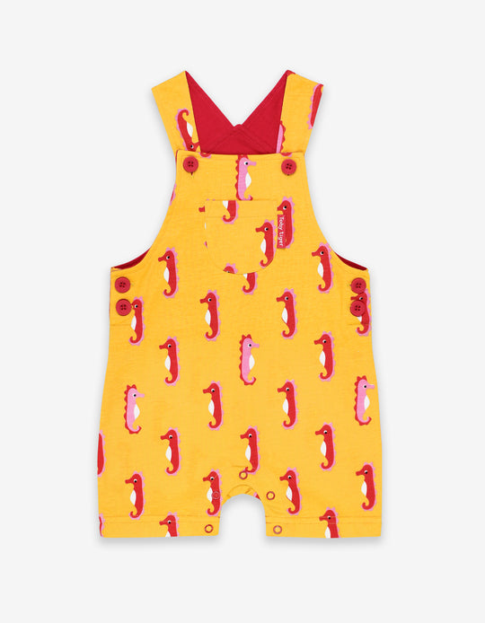 Toby Tiger Organic Dungaree Shorts - Seahorse