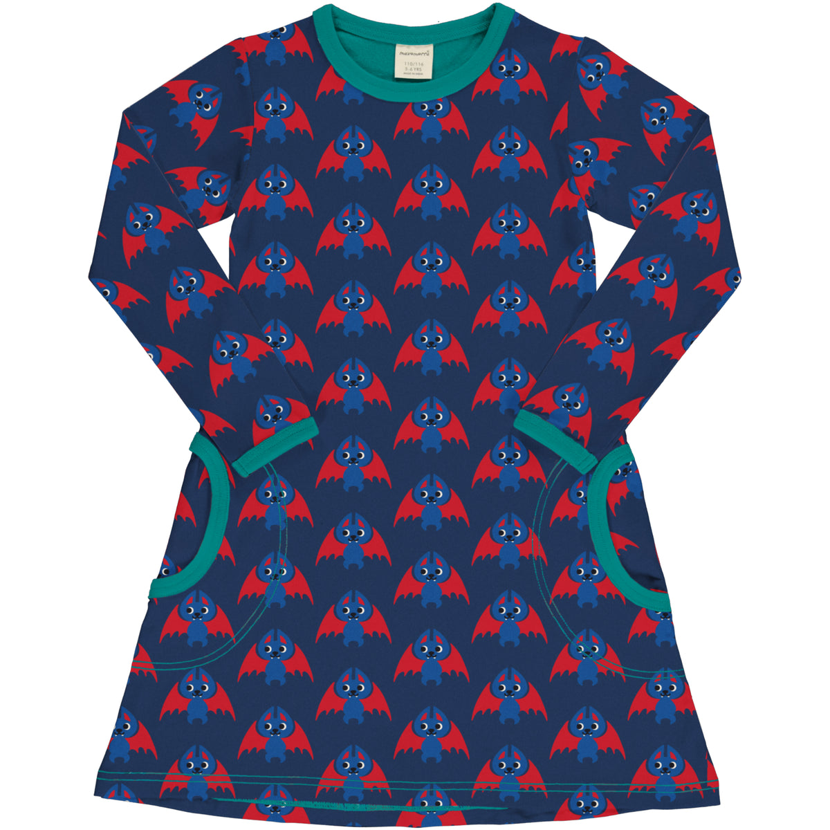 Maxomorra A-Line Dress Long Sleeve - Bat