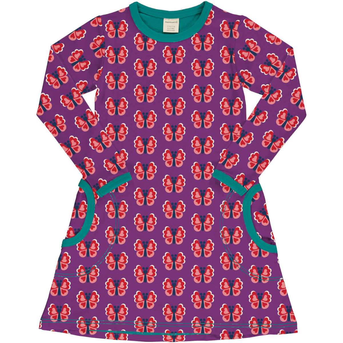 Maxomorra A-Line Dress Long Sleeve - Butterfly