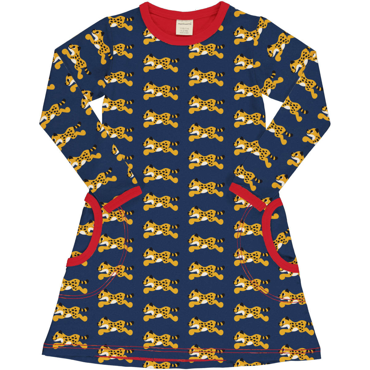 Maxomorra A-Line Dress Long Sleeve - Cheetah