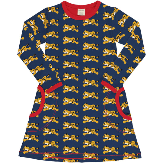 Maxomorra A-Line Dress Long Sleeve - Cheetah