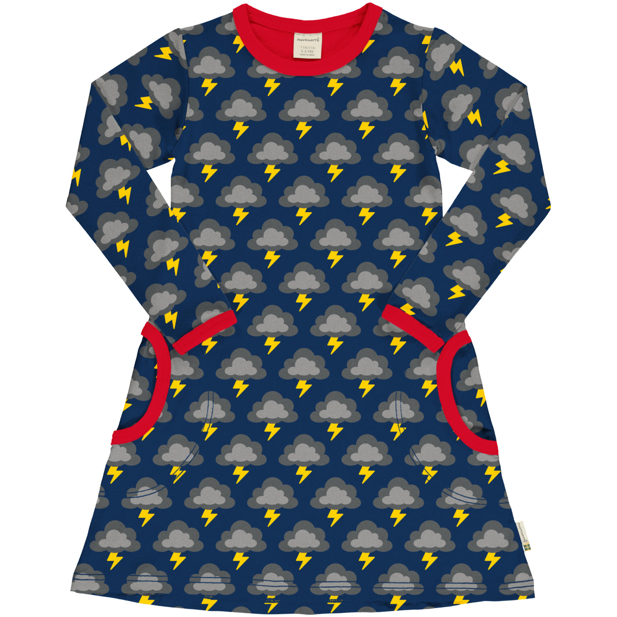 Maxomorra A-Line Dress Long Sleeve - Classic Lightning