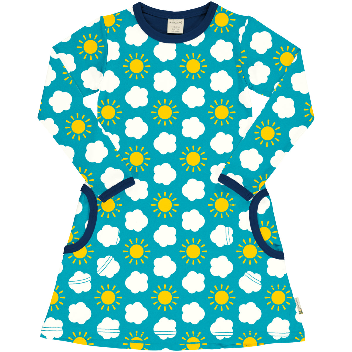 Maxomorra A-Line Dress Long Sleeve - Classic Sky