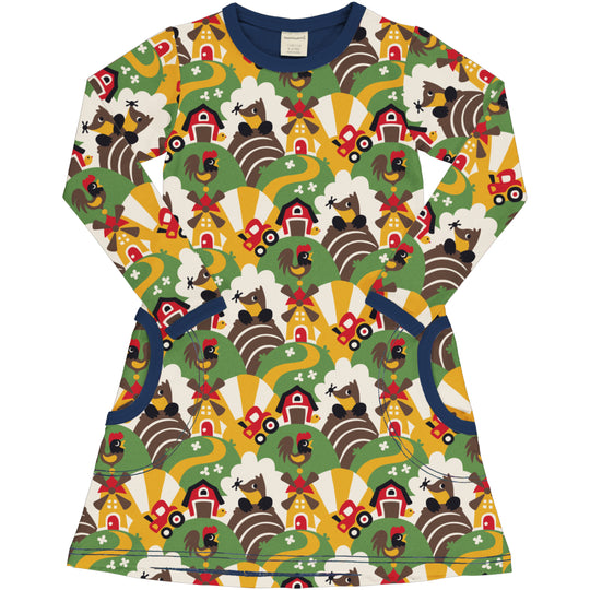 Maxomorra A-Line Dress Long Sleeve - Farm
