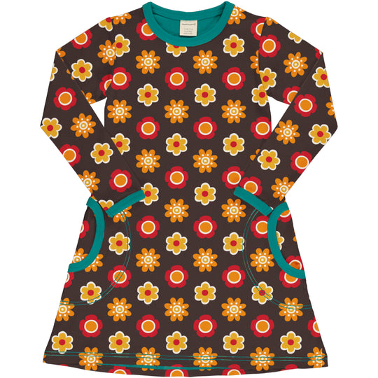 Maxomorra A-Line Dress Long Sleeve - Flower