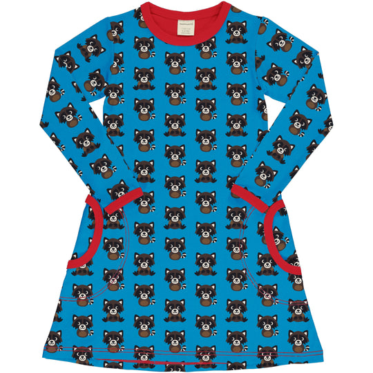 Maxomorra A-Line Dress Long Sleeve - Raccoon