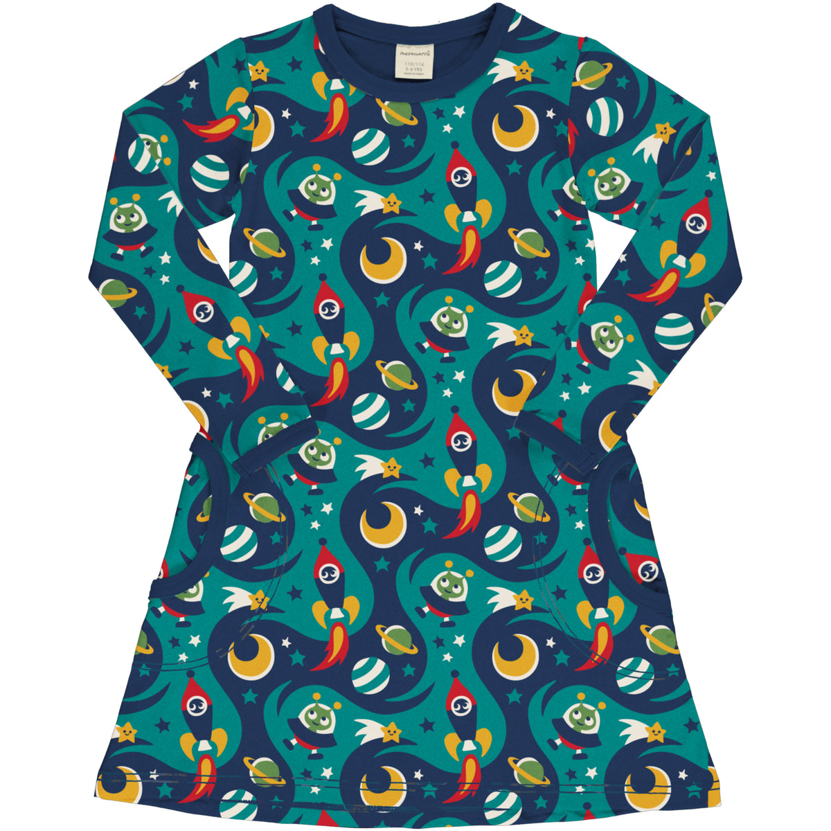 Maxomorra A-Line Dress Long Sleeve - Space
