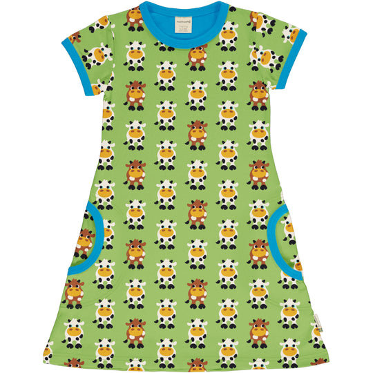 Maxomorra A-Line Dress Short Sleeve - Cow