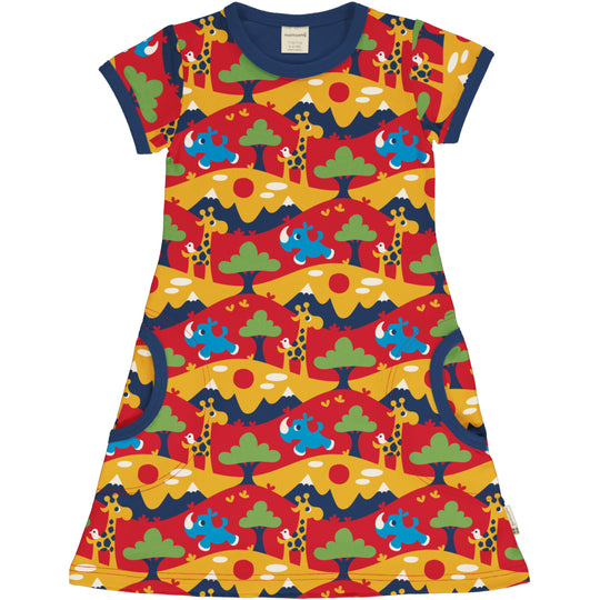 Maxomorra A-Line Dress Short Sleeve - Savanna