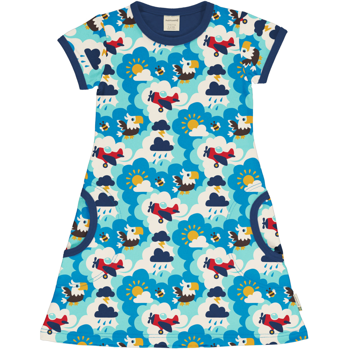 Maxomorra A-Line Dress Short Sleeve - Sky