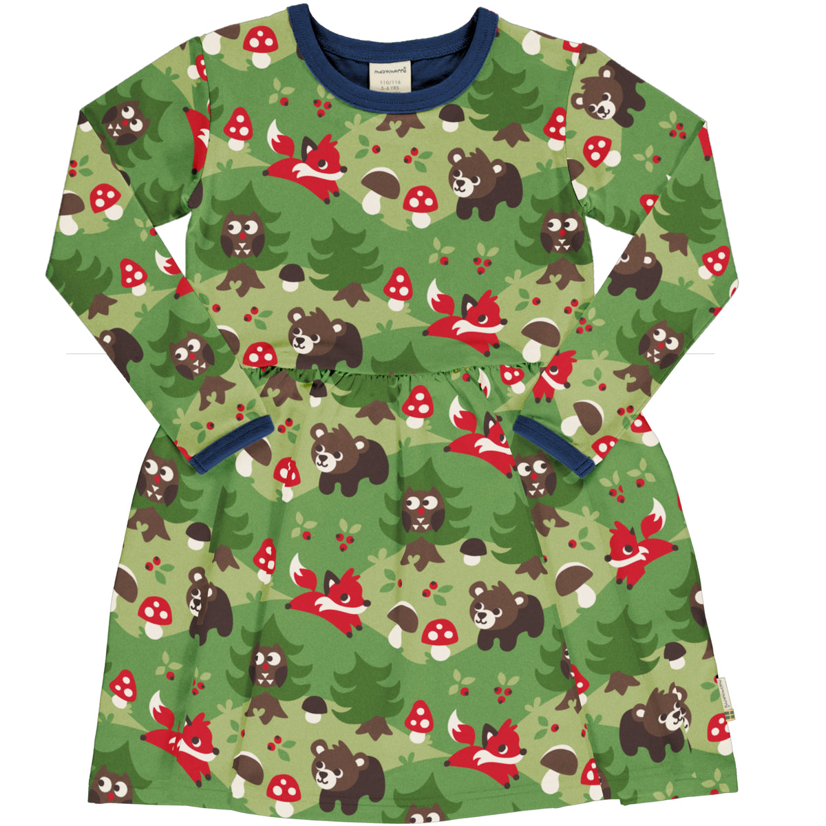 Maxomorra Dress Spin Long Sleeve - Forest