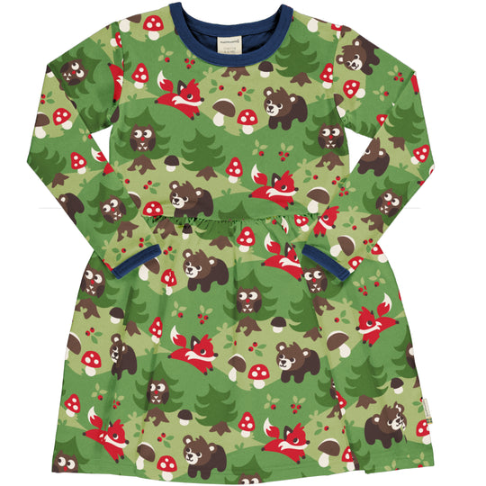 Maxomorra Dress Spin Long Sleeve - Forest