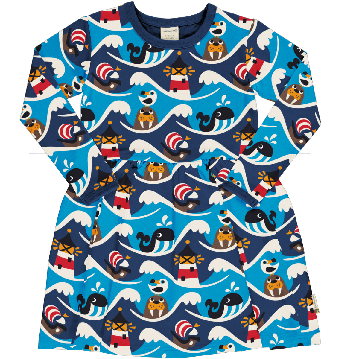 Maxomorra Dress Spin Long Sleeve - Ocean