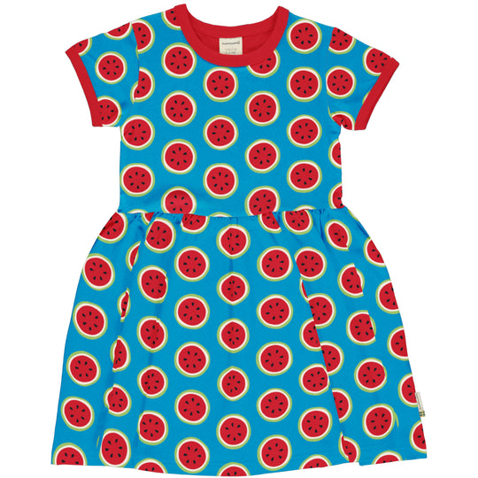 Maxomorra Dress Spin Short Sleeve - Watermelon
