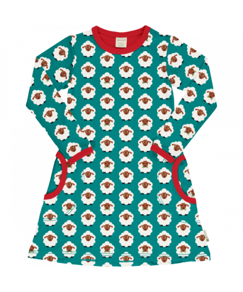 Maxomorra A-Line Dress Long Sleeve Farm - Sheep