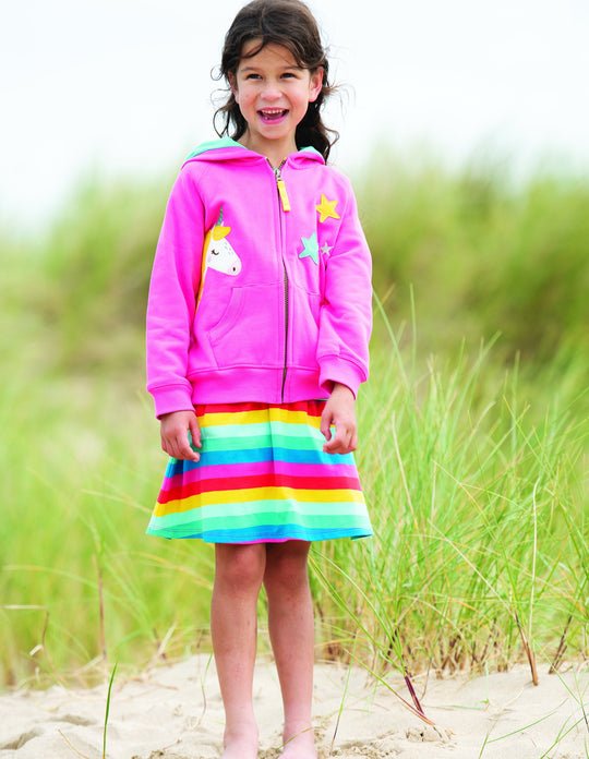 Frugi Harley Applique Hoody - Flamingo/Unicorn