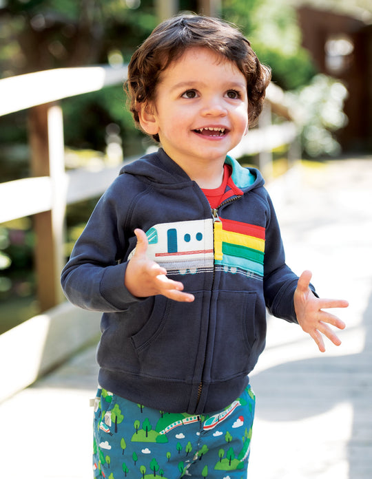 Frugi Hayle Applique Hoody - Indigo/Train