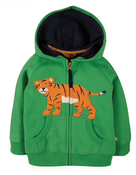 Frugi Hayle Applique Hoody - Glen Green/Tiger