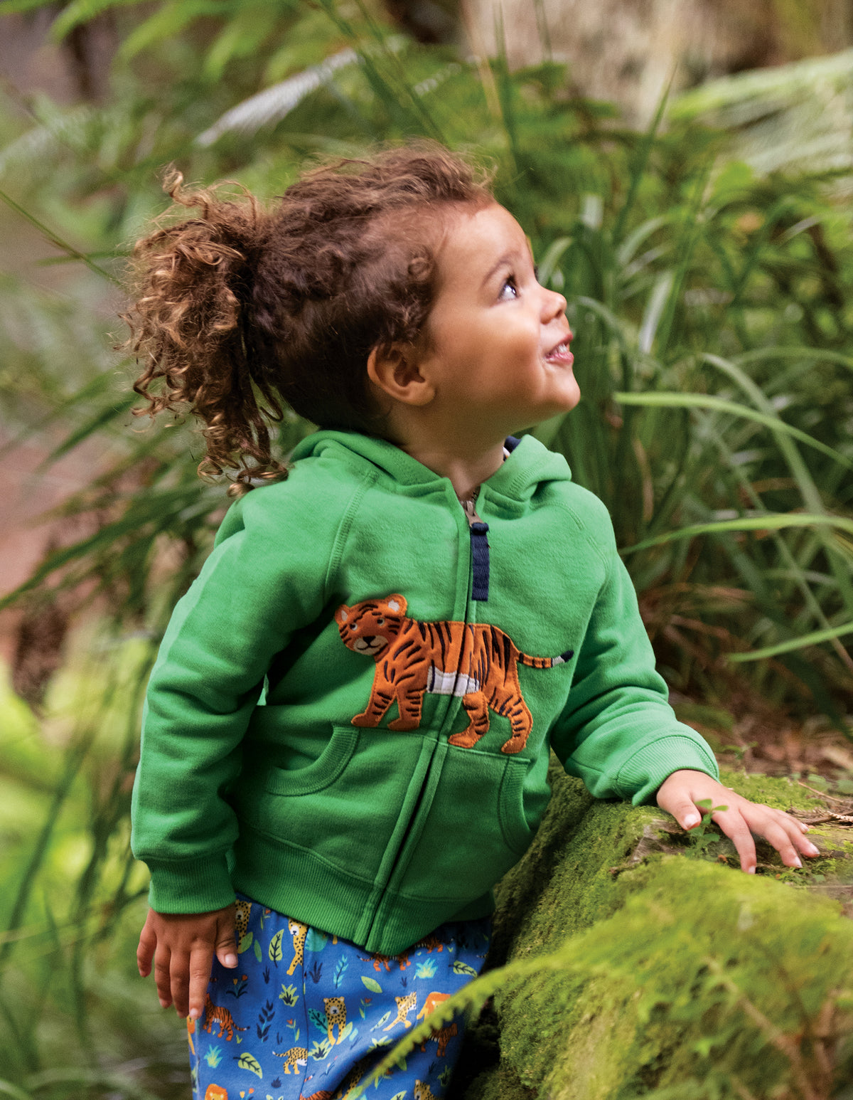 Frugi Hayle Hoody - Glen Green/Tiger Applique