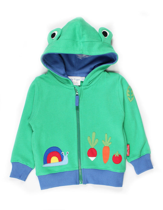 Toby Tiger Organic Hoodie - Frog Applique
